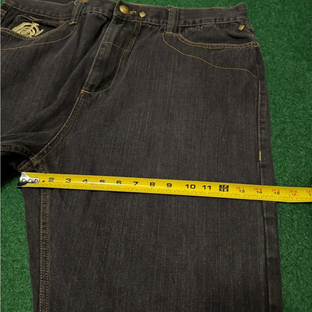 Vintage Y2K Coogi Baggy Hip Hop Embroidered Gold Black 40x32 Denim Jeans